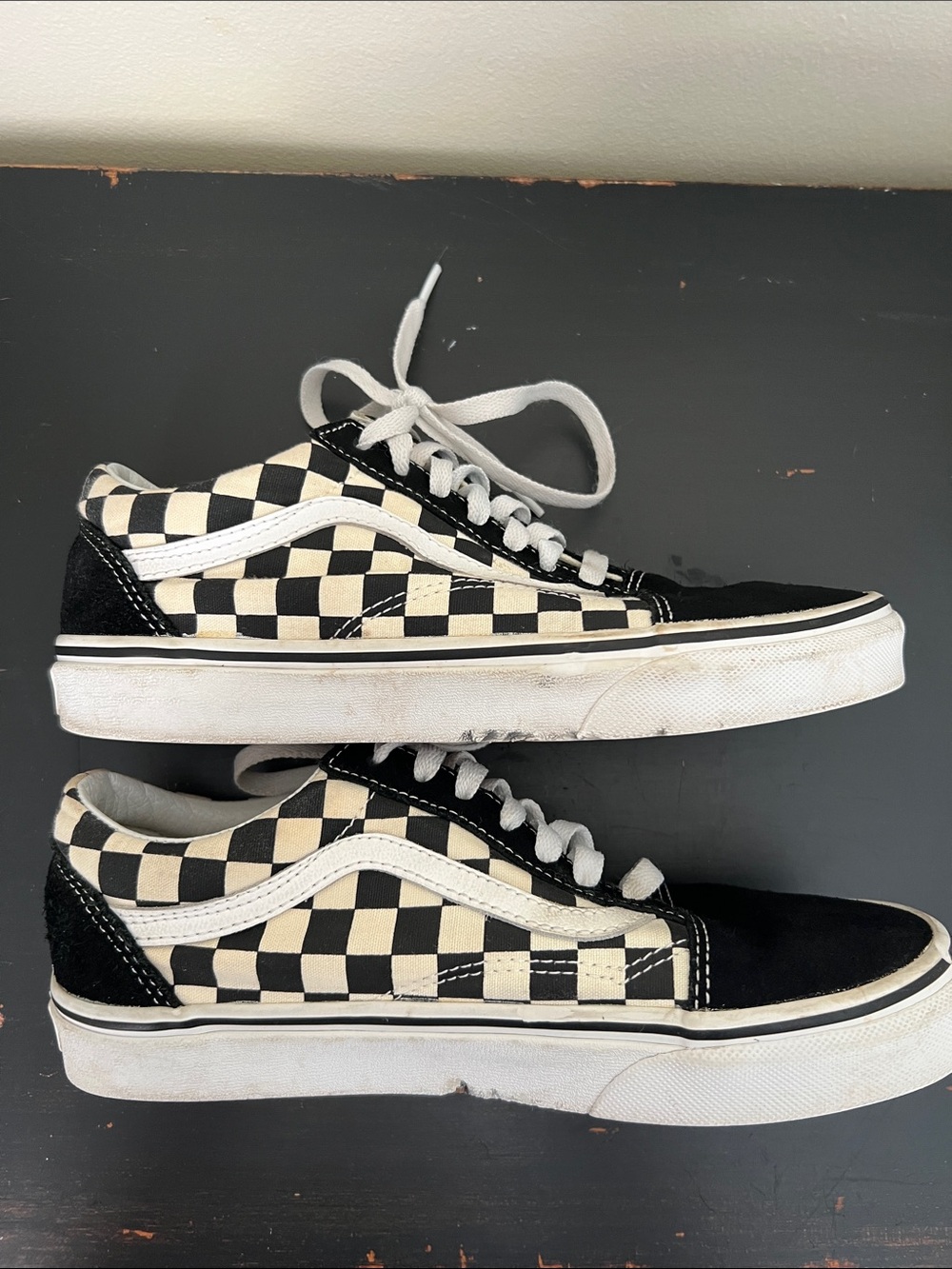 Vans Black & White Checkerboard Low-Top suede Sneakers size 7.5 - Picture 8 of 10